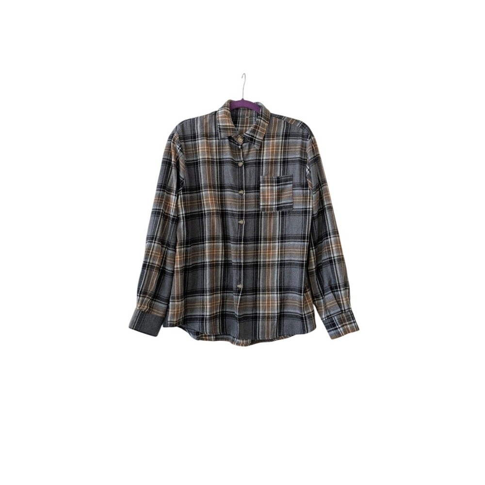 Shein size XLarge blue plaid flannel button up shirt